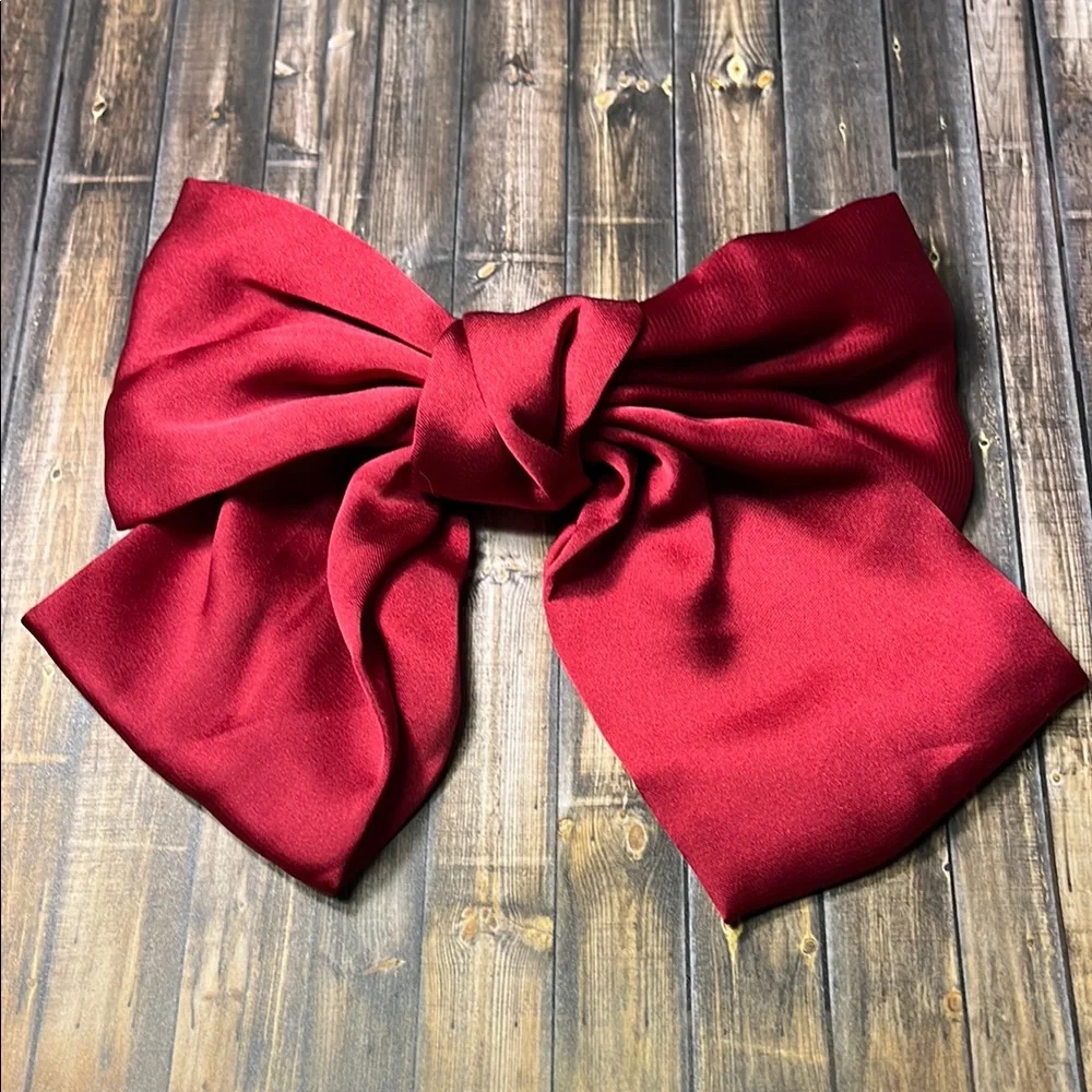 5for$10 Bow Hair Clips Dark Red Large Satin French Snap Ponytail Accessories - Picture 3 of 16